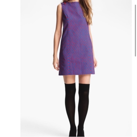 MISS WU geometric dress blue red - Picture 3 of 14